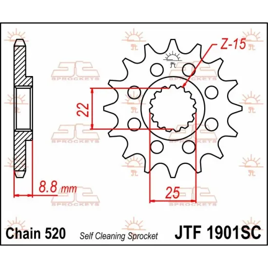 JT SPROCKETS Front Sprocket MX Self-Cleaning, Lightweight 15 #1