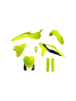 RTECH MOTOCROSS FULL PLASTIC KIT 6 PCS WITH FRONT HEADLIGHT PLASTIC & FACTORY WRAP FORK PROTECTORS - R-KITBET-GF0-624