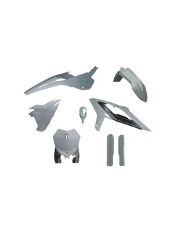 RTECH MOTOCROSS FULL PLASTIC KIT 6 PCS WITH FRONT HEADLIGHT PLASTIC & FACTORY WRAP FORK PROTECTORS - R-KITBET-GR0-624
