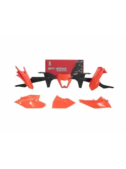 RTECH PLASTIC KIT 6 PCS WITH LEFT AIRBOX COVER AND ORANGE HEADLIGHT PLASTIC - R-KITKTM-OEM-518