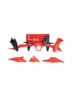 RTECH PLASTIC KIT 6 PCS WITH LEFT AIRBOX COVER & ORANGE HEADLIGHT PLASTIC - R-KITKTM-OEM-520