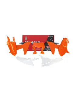 RTECH PLASTIC KIT 6 PCS WITH LEFT AIRBOX COVER & ORANGE HEADLIGHT PLASTIC - R-KITKTM-OEM-624