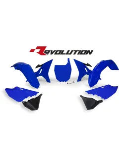 RTECH REPLACEMENT PLASTIC KIT 6 PCS includes blue fenders, blue shrouds, blue side panels, black airbox side panels, blue front plate - R-KITYZ0-BL1-REV