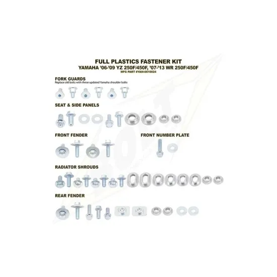 RTECH YZF-WRF GALVANIZED BOLT PLASTIC FIXING SCREW KIT - YAM0610024