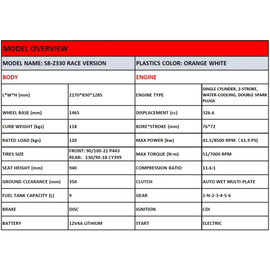 HENGJIAN S8-Z330 RACE VERSION — kettős gyújtógyertyás #1