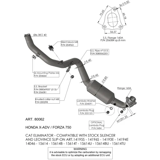 LEOVINCE 4-STROKE HEADER PIPES HEADER HONDA X-ADV 750 80062
